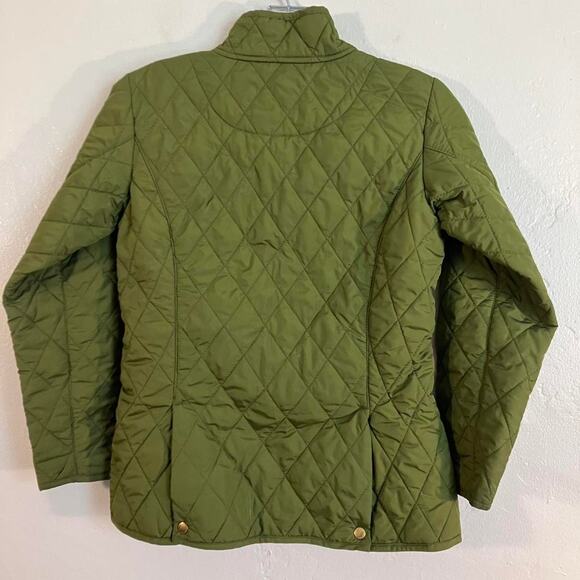 Green Lands' End quilted jacket with pink lining Youth - Picture 4 of 5